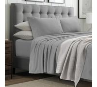 Tribeca Living 1000 Thread Count Egyptian Cotton Sheets King Size, Luxurious and Ultra Soft Sateen Weave, 22" Extra Deep Pocket 4-Piece Bed Sheet Set, Mist Grey