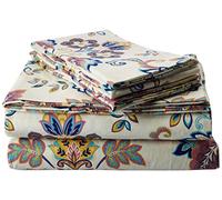 Tribeca Living 200-GSM Abstract Paisley Printed Deep Pocket Flannel Sheet Set, Queen, Multicolored