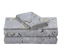 Tribeca Living 300 Thread Count Cotton Extra Deep Pocket Printed Sheet Set, Cal King, Colmar Silver Grey/Multi