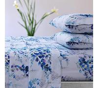 Tribeca Living Azores Home Printed Deep Pocket Sheet Set Queen MFPR110SS Blue