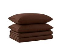 Tribeca Living California King Luxury Solid Flannel Deep Pocket Sheet Set, Chocolate
