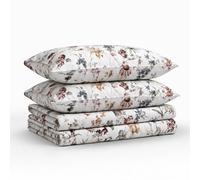 Tribeca Living Deep Pocket King Size Sheet Set - 300 Thread Count Cotton Sateen Sheets with 22-Inch Extra Deep Pockets, Oeko-Tex Certified, 4 Bedding Set in Amalfi Deep Red/Multi Print