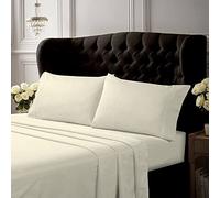Tribeca Living Egyptian Cotton Percale 300 Thread Count Deep Pocket Sheet Set, Queen, Ivory