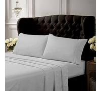 Tribeca Living Egyptian Cotton Percale 350 Thread Count Deep Pocket Sheet Set with Pillowcase, King, White