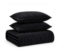 Tribeca Living Florence Velvet Oversized Solid Quilt Set, Polyester, Black, King