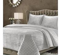 Tribeca Living Florence Velvet Oversized Solid Quilt Set, Silver Grey, King