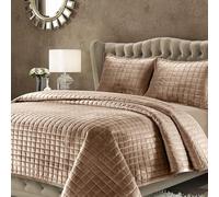 Tribeca Living Florence Velvet Oversized Solid Quilt Set, Taupe, king