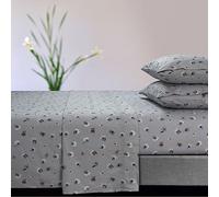 Tribeca Living Floryn 170-GSM Ultra-Soft Flannel Extra Deep Pocket Sheet Set, Oversized Flat, King Grey, (FLORYNSHEKIGR)