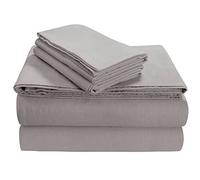 Tribeca Living King Luxury Solid Flannel Deep Pocket Sheet Set, Platinum