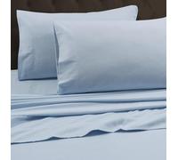 Tribeca Living King Luxury Solid Flannel Generous Size Flat Sheet, Sky Blue