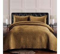 Tribeca Living Lugano Velvet Oversized Quilt Set, Camel, Queen