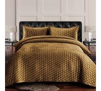 Tribeca Living Lugano Velvet Oversized Quilt Set, Camel, Queen