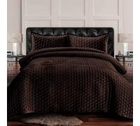 Tribeca Living Lugano Velvet Oversized Quilt Set, Chocolate, Twin