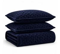 Tribeca Living Lugano Velvet Oversized Quilt Set, Indigo, Twin