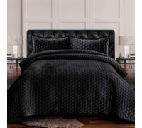 Tribeca Living Lugano Velvet Oversized Quilt Set, Steel Grey, Queen