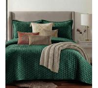 Tribeca Living Lugano Velvet Oversized Quilt Set, Teal, Twin