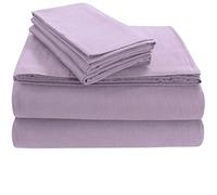 Tribeca Living Luxury Solid Flannel Deep Pocket Sheet Set, Queen, Lavender