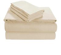 Tribeca Living Queen Luxury Solid Flannel Deep Pocket Sheet Set, Ivory