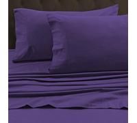Tribeca Living Queen Luxury Solid Flannel Generous Size Flat Sheet, Purple