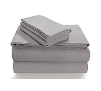 Tribeca Living SOLFL170SSQUSG Solid 5-Ounce Flannel Extra Deep Pocket Sheet Set Queen Silver Grey