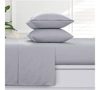 Tribeca Living Solid Flannel Queen Sheet Set, Super Soft 100% Cotton, Extra Deep Pockets, Grey