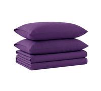 Tribeca Living Twin Luxury Solid Flannel Deep Pocket Sheet Set, Dark Purple