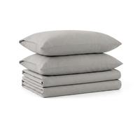 Tribeca Living Twin X-Large Luxury Solid Flannel Deep Pocket Sheet Set, Platinum