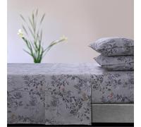 Tribeca Living Ultra-Soft Flannel Sheet Set, 170-GSM Cotton, Deep Pocket, Cozy Winter Bedding - California King, Floral Natural