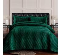 Tribeca Living Velvet Oversized Quilt Set, Emerald Green, King