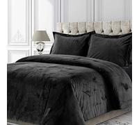 Tribeca Living Venice Velvet Oversized Duvet Set, Luxurious 2-Piece Twin Bedding, Super Soft Velvet with Hidden Button Closure, Steal Grey