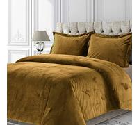 Tribeca Living Venice Velvet Oversized Solid Duvet Set, King, Camel, VENICEDUVEKICAM