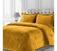 Tribeca Living Venice Velvet Oversized Solid Duvet Set, Twin, Gold, VENICEDUVETWGOL