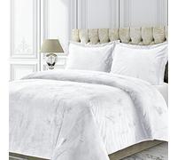 TRIBECA LIVING Venice Velvet Oversized Solid Duvet Set, White, Twin