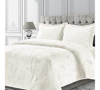 Tribeca Living VENICEDUVET Venice Velvet Oversized Solid Duvet Set, Queen, Ivory