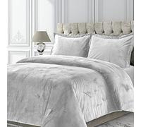 Tribeca Living VENICEDUVET Venice Velvet Oversized Solid Duvet Set, Twin, Silver Grey