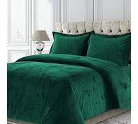 Tribeca Living VENICEDUVETKIEG Venice Velvet Oversized Solid Duvet Set, King, Emerald Green