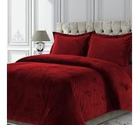Tribeca Living VENICEDUVETTWBU Venice Velvet Oversized Solid Duvet Set, Twin, Burgundy