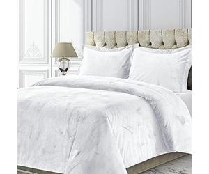 TRIBECA LIVING VENICEDUVETTWWH Venice Velvet Oversized Solid Duvet Set, Twin, White