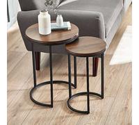 Tribeca Set of 2 Round Nesting Side Tables Black