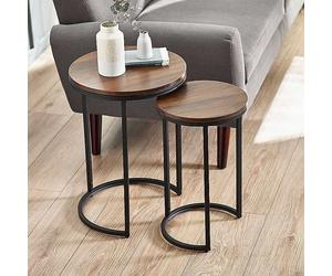 Tribeca Set of 2 Round Nesting Side Tables Black