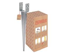 TRIBECCO Impact ground sleeve U-shape for square wooden posts support shoe adjustable up to 140 mm length 700 mm U-post support for hammering into the ground hot-dip galvanised steel