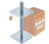 TRIBECCO Post Support Vertical Adjustable (110 x 110 x 250 / M 24 Thread) Support Base Height Adjustable Galvanised Base Base Concrete Base for Screwing On Adjustable