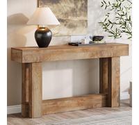 Tribesigns 160cm Narrow Console Table,2-Tier Rustic Industrial Sofa Table,Light Oak Brown