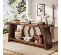 Tribesigns 180 cm Long Sofa Table for Living Room 2-Tier Narrow Console Table(Brown)