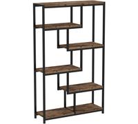 Tribesigns 5-Shelves Staggered Bookshelf, Industrial 165cm Tall Bookshelf Bookcase for Home Office, Wood and Metal Etagere Bookcase Display Shelf Open Storage Organizer Shelves