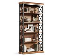 tribesigns 5-Tier Bookshelf, 180 cm Industrial-Style Bookshelf/Cabinet, Floorstanding 5-Tier Display & Storage Shelf, Tall Bookshelf for Home Office, Living Room, Bedroom, Brown & Black