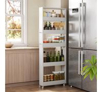 Tribesigns 5-Tier Storage Trolley on Wheels, Slim Rolling Utility Cart with Handle, 55 x 15 x 160 cm