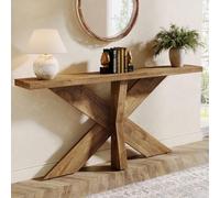 Tribesigns 70.9 Inches Long Sofa Table Behind Couch, Farmhouse Console Entry Table with Wooden Geometric Base for Entryway, Living Room, Oak Brown