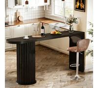 Tribesigns Bar Table, 63-Inch Modern Counter Height Pub Table with Fluted Round Base, Narrow Long High Top Table