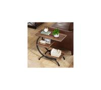 Tribesigns C-Shaped End Table for Living Room, 3-Tier Narrow Side Table with Storage, Wood Sofa Side Table with Geometric Metal Frame, Industrial